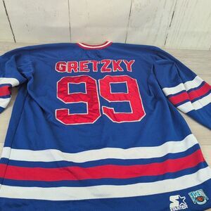 90’s Starter Wayne Gretzky New York Rangers Blue Home Jersey Size Large NHL